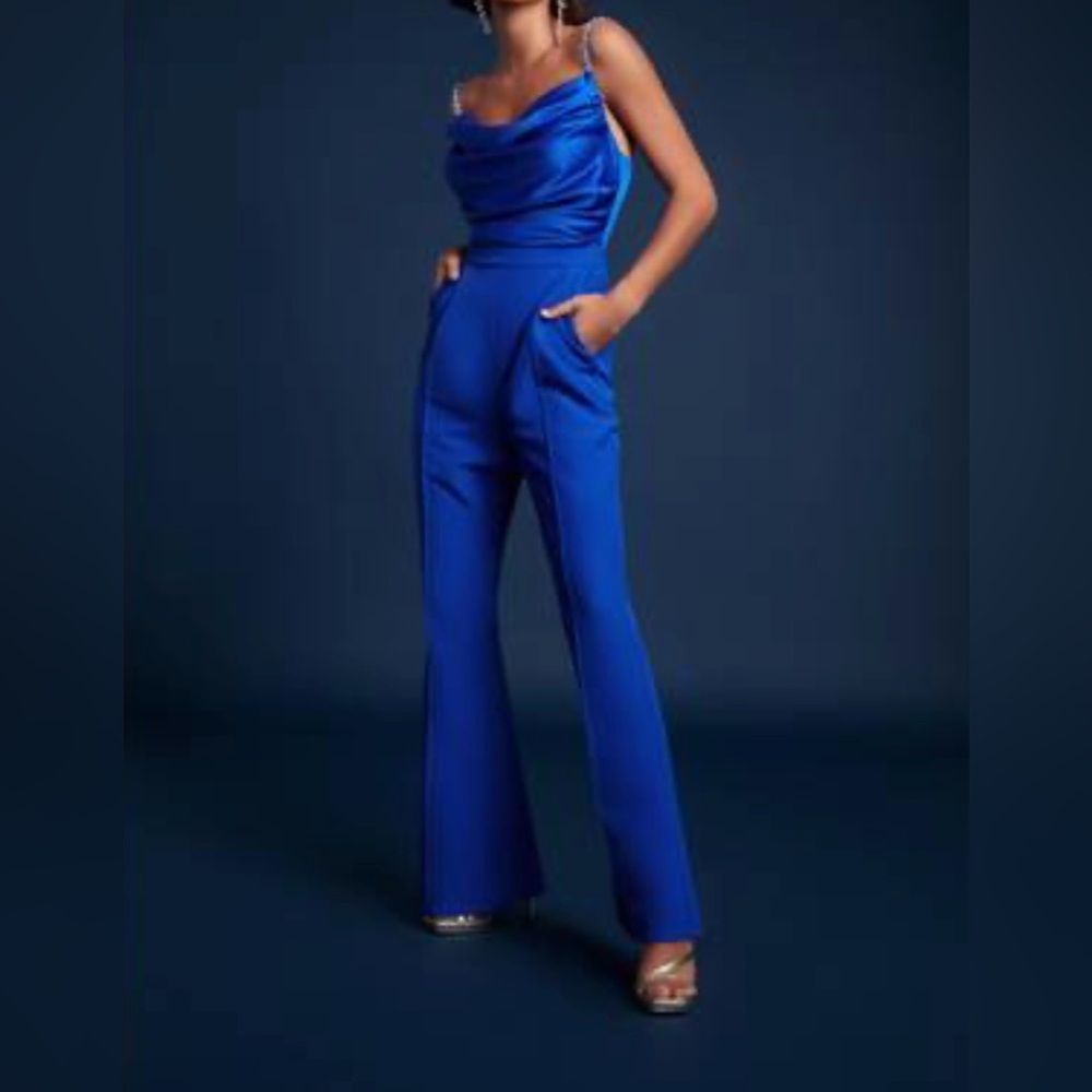 LAVISH ALICE Colbat Blue Cowl-Neck Jumpsuit - Picture 3 of 12